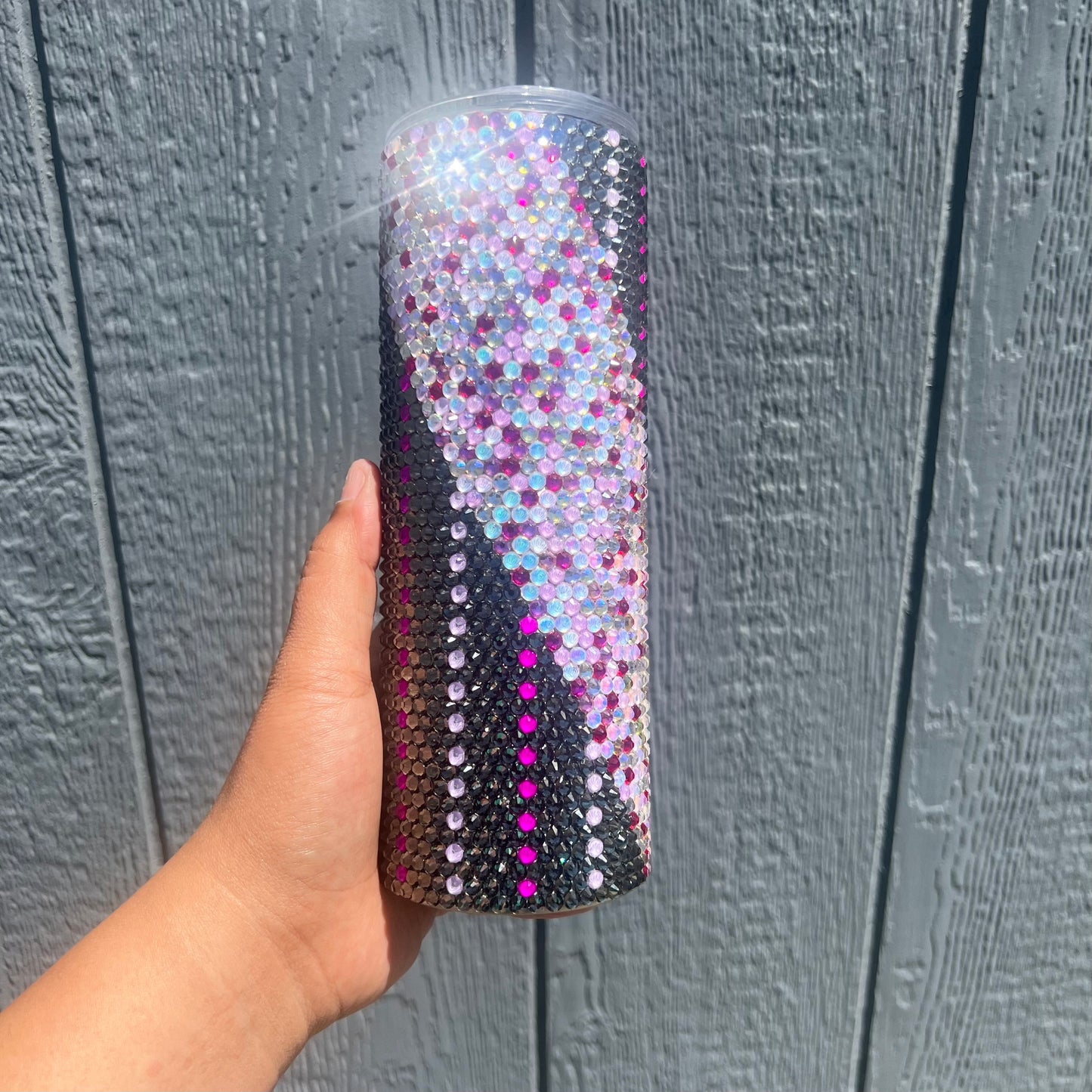 20oz Glass Purple Dots