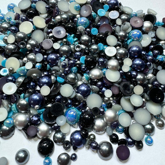 Pearl Mix - Navy Grey Silver Turquoise