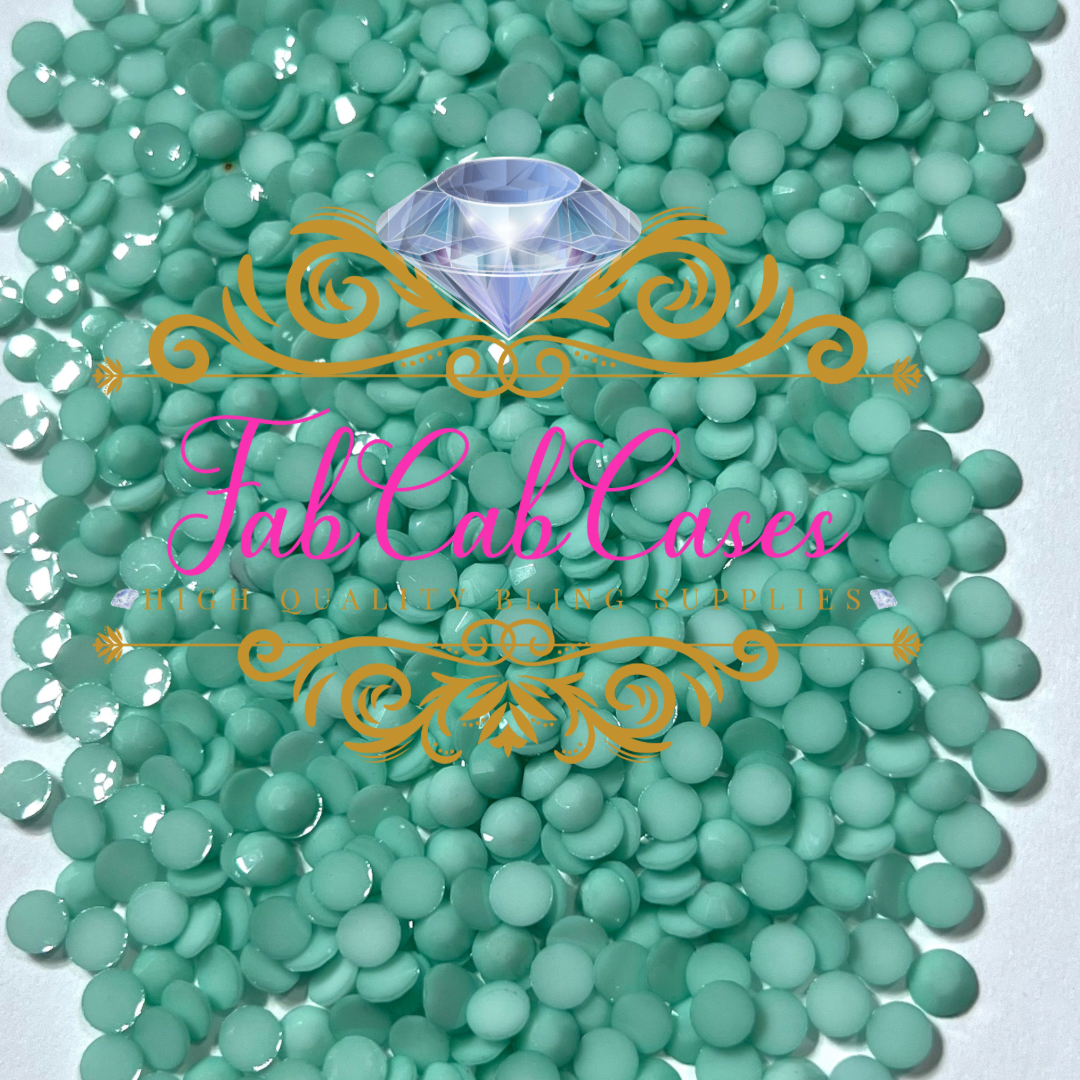 Opaque Solid Mint Green Rhinestones  -  2mm - 6mm You pick Size